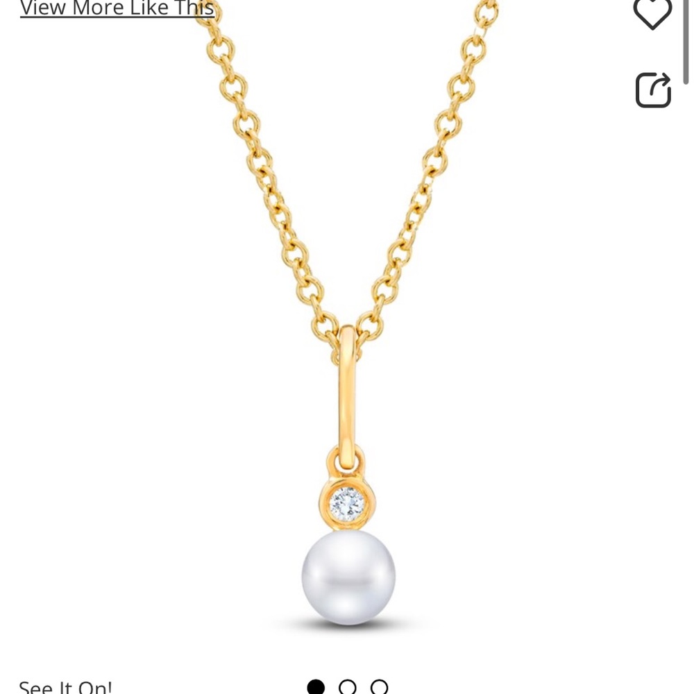 Jared Children's Freshwater Cultured Pearl & Diamond Necklace 14K Yellow Gold